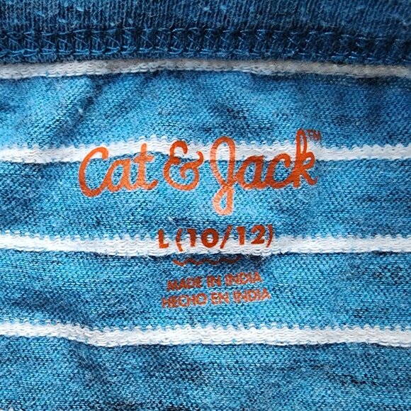 Cat & Jack Blue/White Striped Scoop Neck Sweater Size Large 10/12 - Picture 6 of 9
